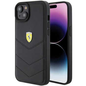 Ferrari iPhone 15 Plus vāciņš Quilted Metal Logo, melns