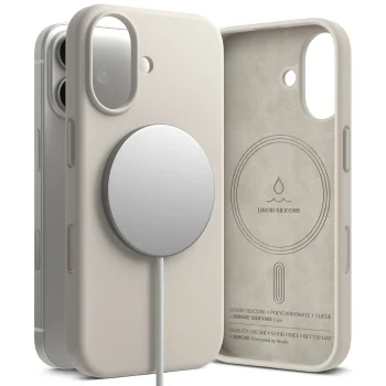 Силиконовый магнитный чехол Ringke MagSafe для iPhone 17 - бежевый