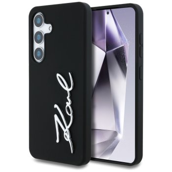 Чехол Karl Lagerfeld Silicone Metal Signature Logo для Samsung Galaxy S25, черный