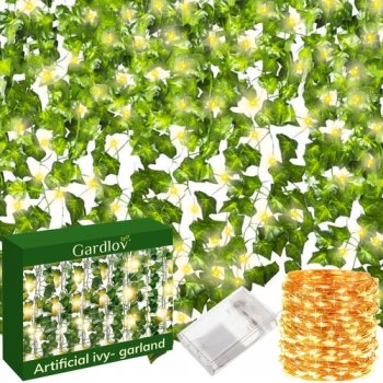 Gardlov Artificial Ivy with LED Lights, 25 m, Green