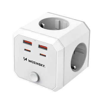 Сетевой разветвитель куб Wozinsky WKZ-4B 4x AC 2x USB-A 2x USB-C PD 20W белый
