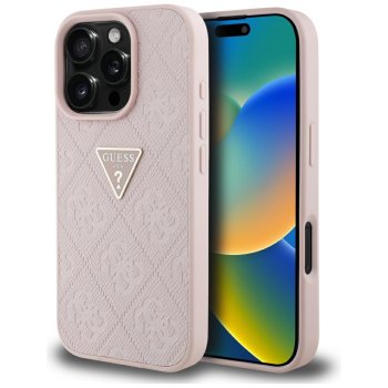 Guess Hot Stamp 4G Pattern Triangle Metal Logo iPhone 16 Pro Max Case - Pink