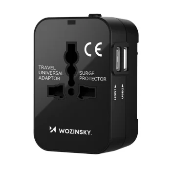Wozinsky WUTWC universāls ceļojumu adapteris 24W EU / US / AUS / UK / 2x USB-A - melns