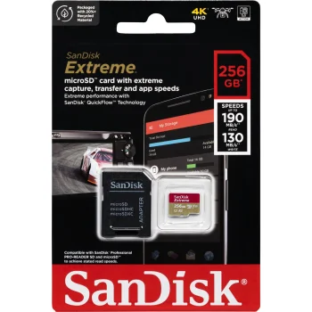 SanDisk Extreme microSDXC 256GB UHS-I U3 V30 A2 atmiņas karte
