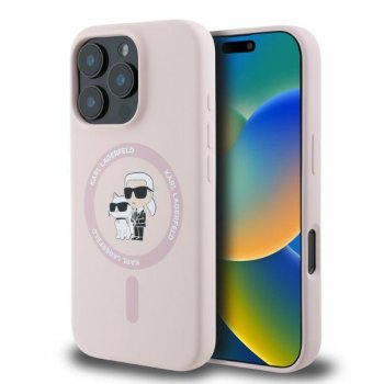 Karl Lagerfeld Silicone Karl&Choupette Heads MagSafe Phone Case Cover iPhone 16 Pro Max - Pink