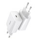 Baseus Speed Mini USB-C ātrais sienas lādētājs 20W, Balts