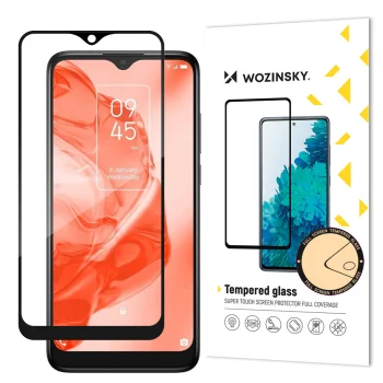 Aizsargstikls Wozinsky Full Glue priekš TCL 205 ar melnu rāmi, Case Friendly 9H
