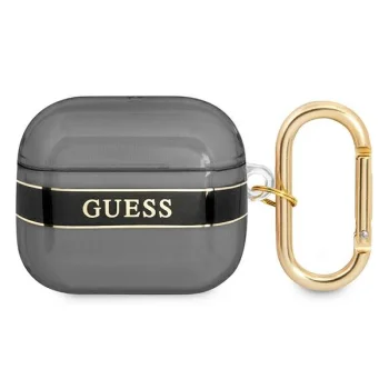 Guess GUA3HHTSK Strap Collection maciņš AirPods 3 austiņām, Melns