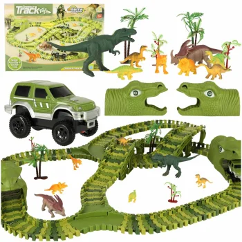 Dinozauru sacīkšu trase ar automašīnu XXL, 240 detaļas