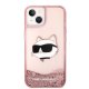 Чехол Karl Lagerfeld Glitter Choupette Head для iPhone 14 Plus / 15 Plus - розовый