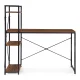 ModernHome datorgalds ar plauktu 120x60 cm, tumšs riekstkoks