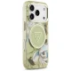 Чехол Guess IML Glitter Flowers Triangle MagSafe для iPhone 17 Pro Max — зелёный