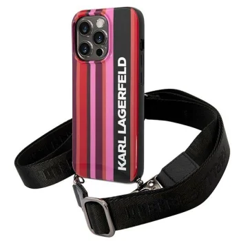 Karl Lagerfeld Color Stripes Strap vāciņš iPhone 14 Pro, rozā