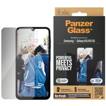 PanzerGlass Ultra-Wide Fit aizsargstikls ar aizsargstiklu un pozicionēšanas ierīci Samsung Galaxy A15 / 5G | Privacy...