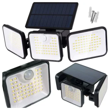 Izoxis solārā dārza lampa ar 180 LED, kustības un krēslas sensoru, IP65, melna