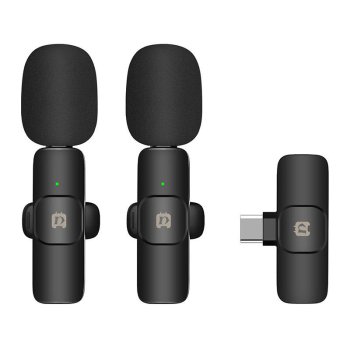 Беспроводной петличный микрофон Puluz PU3151B (2 шт.), USB-C, черный
