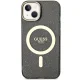 Guess iPhone 14 vāciņš Glitter Gold MagSafe, melns