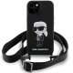 Karl Lagerfeld iPhone 15 vāciņš Crossbody Silicone Ikonik, melns