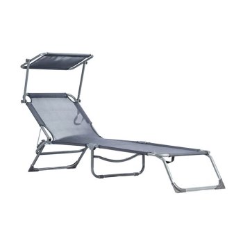 Adjustable Garden Sun Lounger with Canopy MultiGarden, Grey
