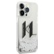Karl Lagerfeld iPhone 14 Pro vāciņš Liquid Glitter Big KL, sudraba