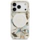 Guess IML Glitter Flowers Triangle MagSafe Phone Case Cover iPhone 17 Pro Max - White