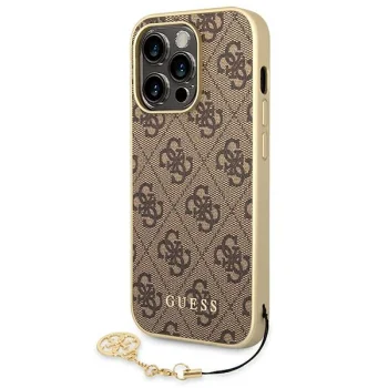 Guess GUHCP14LGF4GBR iPhone 14 Pro Case, 4G Charms Collection, Brown