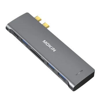 HUB 6in2 MOKiN USB-C priekš Macbook 3xUSB-A 1xUSB-C 1xSD/MicroSD (sudraba krāsā) | for (silver)