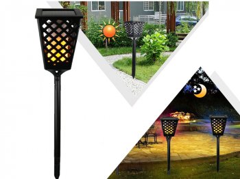 Dārza LED Lampa Laterna Apgaismojums ar Saules Bateriju un Krēslas Sensoru, IP65 | Garden Lamp Torch Lantern with...