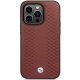 BMW Hardcase iPhone 14 Pro Leather Diamond Pattern Burgundija
