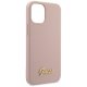 Guess iPhone 12 mini vāciņš Silicone Script Gold Logo, gaiši rozā