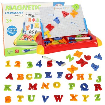 Magnētiskā tāfele ciparu un burtu apgūšanai 21,7x16,4cm, sarkans | Magnetic board for learning numbers and letters
