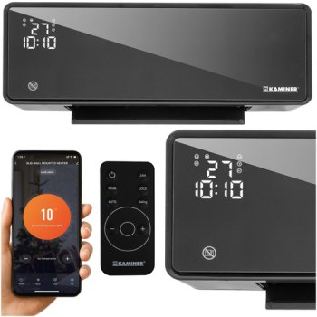 Sienas sildošais gaisa aizkars Kaminer Zelvion 26399 2000W ar WiFi, melns