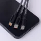 Maxlife All-in-1 kabelis USB/USB-C uz Lightning un 2x USB-C 66W 1m melns
