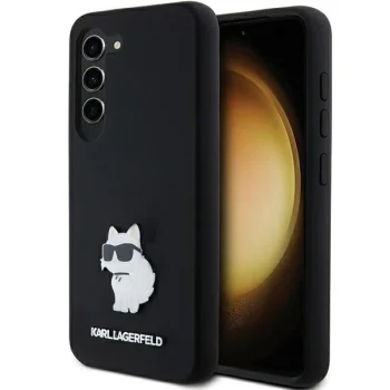 Karl Lagerfeld Samsung Galaxy S23 vāciņš Silicone Choupette Metal Pin, melns