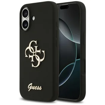 Чехол Guess Silicone Big 4G Script для Apple iPhone 17, Черный