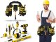 Multifunctional Tool Belt, 22 Pockets, Hammer Holder, Black