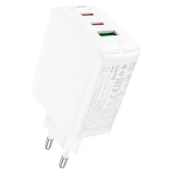 Acefast A41 GaN lādētājs 2x USB-C / USB-A 65W, balts