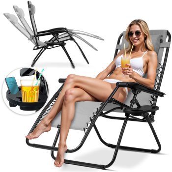Sofotel Chillwell Folding Garden Lounger with Cushion, Grey