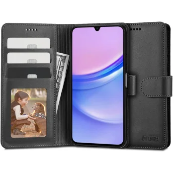 Samsung Galaxy A15 ( SM-A156, SM-A155 ) Tech-Protect Wallet Book Case Cover, Black | Telefona Vāciņš Maciņš...