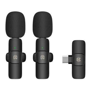 Беспроводной петличный микрофон Puluz PU3151B (2 шт.), USB-C, черный