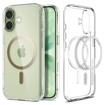 Чехол Spigen Ultra Hybrid Mag Magsafe для iPhone 17, прозрачный / золотой