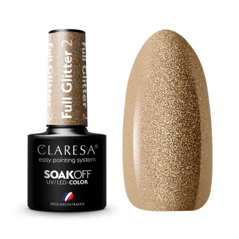 Claresa Full Glitter 2 Hibrīda nagu laka, 5 ml