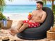 Inflatable Chair with Ottoman and Pump, Comfortable Blow Up Lounge for Home or Patio, black