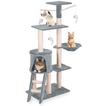 Pethaus Cat Scratching Tower 140 cm with House and Toys, Grey