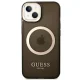 Guess Case for iPhone 14 Plus Black Gold Outline Translucent MagSafe