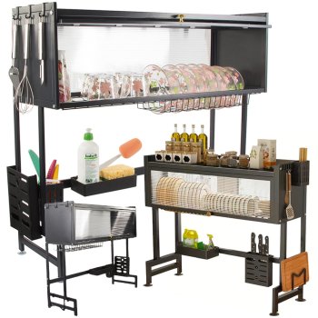 Сушилка для посуды над раковиной 85 см кухонный органайзер, черный