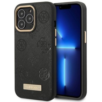 Guess Peony Logo Plate MagSafe vāciņš iPhone 14 Pro Max 6.7" - Melns | Phone Case Cover Black