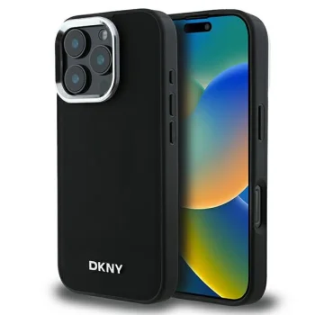 Чехол DKNY для iPhone 16 Pro Plain Silver Logo MagSafe, черный