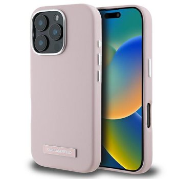 Apple iPhone 16 Pro 6.3'' Karl Lagerfeld FW Metal Plate MagSafe Case Cover, Pink | Telefona Maciņš Vāks Apvalks...