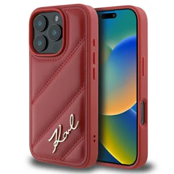 Karl Lagerfeld iPhone 16 Pro Case Quilted Signature, Red